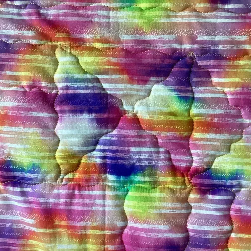 NWT. Hand Crafted Field of Flowers  Quilt with Green, Yellow and Pink Accents